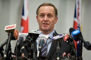 Prime Minister John Key during his post-Cabinet press conference at the Beehive today. Photo / Mark Mitchell
