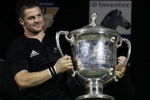Richie McCaw after winning the 2010 Tri-Nations Bledisloe Cup match against the Wallabies. Photo / Getty Images