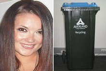 Carmen Thomas and a bin similar to the missing one police believe may hold the key to solving her murder. Photos / Supplied Carmen Thomas and a bin similar to the missing one police believe may hold the key to solving her murder. Photos / Supplied