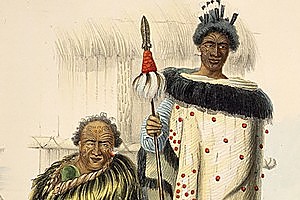 Apihai Te Kawau and his nephew Tamahiki Te Rewiti, 1844. Photo / Alexander Turnbull Library