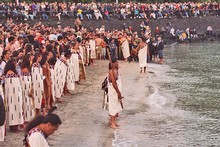 The crowd at Okahu Bay, Auckland, wait to catch the first sunrise of the year 2000. Photo / NZ Herald The crowd at Okahu Bay, Auckland, wait to catch the first sunrise of the year 2000. Photo / NZ Herald