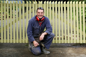 Justin added a bit of interest to his gates by sawing the tops off his pickets at facing angles. Photo / Greg Bowker
