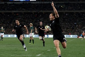 Israel Dagg scores the winning try for the All Blacks. Photo / Getty