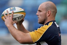 Stephen Moore holds the ball during a Wallabies training session. Photo / Getty Images Stephen Moore holds the ball during a Wallabies training session. Photo / Getty Images