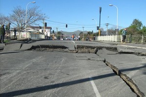 Road damage from the Christchurch earthquake. Photo / Allana Amstad.