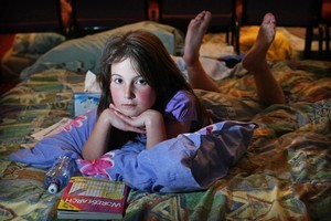 Danielle Grant, 9, joined about 80 other people at the Riccarton racecourse after her family home was destroyed. Photo / Greg Bowker