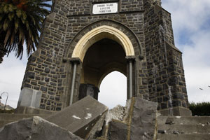 The damaged 1920s war memorial may have to be completely rebuilt. Photo / Sarah Ivey