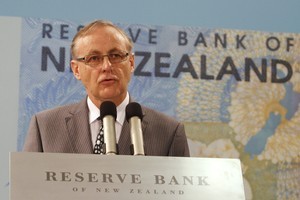Reserve Bank Governor Alan Bollard speaking at this morning's Monetary Policy Statement. Photo / Mark Mitchell