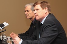 New Zealand Olympic Committee President Mike Stanley and Secretary General Barry Maister. Photo / Getty Images New Zealand Olympic Committee President Mike Stanley and Secretary General Barry Maister. Photo / Getty Images