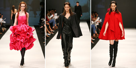 Models wear creations by (L-R) World, Zambesi and Kate Sylvester in the NZFW Retrospective fashion show on the final day of Fashion Week 2010. Photos / Babiche Martens Models wear creations by (L-R) World, Zambesi and Kate Sylvester in the NZFW Retrospective fashion show on the final day of Fashion Week 2010. Photos / Babiche Martens