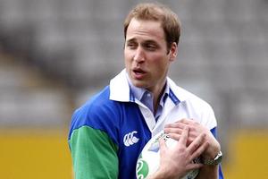 Prince William takes a pass while at Eden Park. Photo / Sarah Ivey