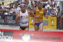 Daniel Moodie leads Glenn Anderson home in last year's Surf League Ironman final. Photo / Supplied Daniel Moodie leads Glenn Anderson home in last year's Surf League Ironman final. Photo / Supplied
