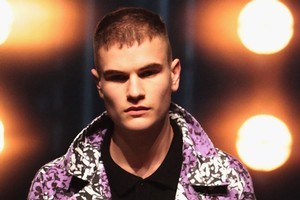 Michael Whittaker modelling for Stolen Girlfriends Club at NZ Fashion Week. Photo / Babiche Martens