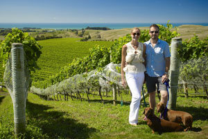 Gabrielle Simmers and Greg Collinge at the Haumoana estate. Photo / Supplied