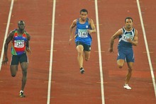 Xavier Niuia-Tofa of Niue, centre, competes in the mens' 100m first round during day three of the Commonwealth Games. Photo / Getty Images Xavier Niuia-Tofa of Niue, centre, competes in the mens' 100m first round during day three of the Commonwealth Games. Photo / Getty Images