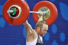 Richard Patterson finished with a silver in the 85kg weightlifting event. Photo / Getty Images Richard Patterson finished with a silver in the 85kg weightlifting event. Photo / Getty Images