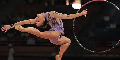 Kimberley Robson of New Zealand performs her Hoop routine during the Rhythmic Gymnastics team final. Photo / Getty Images Kimberley Robson of New Zealand performs her Hoop routine during the Rhythmic Gymnastics team final. Photo / Getty Images