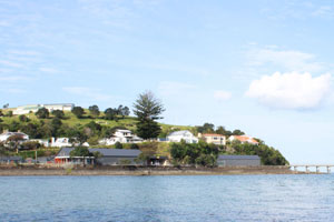 The new Navy Museum nestling under North Head at Torpedo Bay. Photo / Jim Eagles