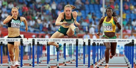 Australia's Sally Pearson won gold in the 100m hurdles after being stripped of her 100m gold last week. Photo / Getty Images Australia's Sally Pearson won gold in the 100m hurdles after being stripped of her 100m gold last week. Photo / Getty Images