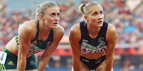Sally Pearson of Australia and Andrea Miller of New Zealand look towards the scoreboard after competing in the women's 100 metres hurdles. Photo / Getty Images Sally Pearson of Australia and Andrea Miller of New Zealand look towards the scoreboard after competing in the women's 100 metres hurdles. Photo / Getty Images