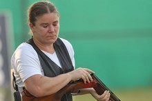Nadine Stanton of New Zealand competes in the Womens Singles Trap final at the Dr Karni Singh Shooting Range. Photo / Getty Images Nadine Stanton of New Zealand competes in the Womens Singles Trap final at the Dr Karni Singh Shooting Range. Photo / Getty Images