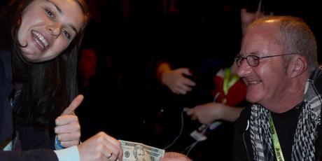 Emily Littler of Street Chant finally gets some funding from NZ On Air's Brendan Smyth. Photo / Sean O'Brien Emily Littler of Street Chant finally gets some funding from NZ On Air's Brendan Smyth. Photo / Sean O'Brien