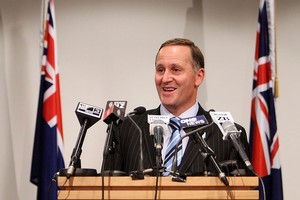 Prime Minister John Key announces that the Hobbit movies will be filmed in New Zealand. Photo / Getty Images