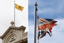 The group responsible for moving the Birdcage has
replaced the tattered Union Flag on the flagpole. Photo / Dean Purcell The group responsible for moving the Birdcage has
replaced the tattered Union Flag on the flagpole. Photo / Dean Purcell