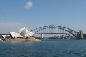 The Sydney Opera House and the Harbour Bridge, as seen from Mrs Macquarie's Point. Photo / Jill Worrall