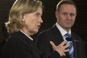 US Secretary of State Hillary Clinton and Prime Minister John Key. Photo / Mark Mitchell