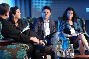 From left, Russell Brown, Philippa Boyens, Richard Fletcher and Penelope Borland. Photo / Greg Bowker