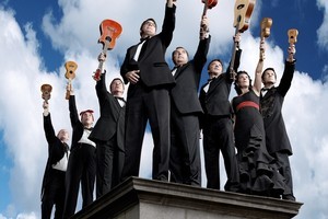 The Ukulele Orchestra of Great Britain, in Auckland this weekend, have been together for 25 years. Photo / Supplied