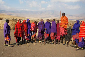 The Masai, traditional tribesmen in Kenya and Tanzania, jump to show off their strength and status. Photo / Derek Cheng