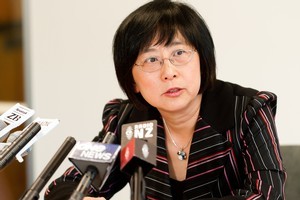 An emotional Pansy Wong fronts the media at a press conference after a report into the Botany MP's use of her Parliamentary travel allowance cleared her of serious misuse. Photo / NZPA