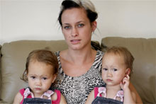 Aimee Moutray and her 18-month-old twins Arliyah (left) and Janade. Photo / Steven McNicholl Aimee Moutray and her 18-month-old twins Arliyah (left) and Janade. Photo / Steven McNicholl
