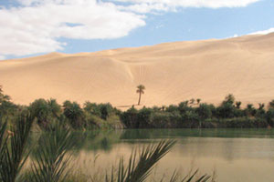 Gebraoun - one of the Ubari Lakes in the Libyan Sahara. Photo / Jill Worrall