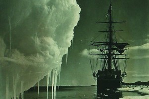 The Terra Nova at the ice foot, Cape Evans, January 16, 1911, by Herbert Ponting. Photo / Supplied