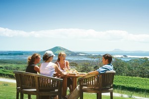 Outdoor drinking and dining at Karikari Estate vineyard near Kaitaia. Photo / Supplied