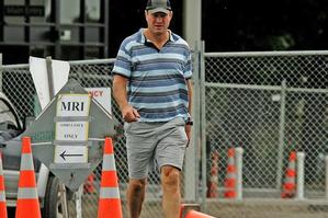 Robin Brooke on his way to visit baby Rymer yesterday, who is seriously ill in hospital. Photo / Janna Dixon