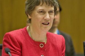 Helen Clark, pictured yesterday at Parliament, believes subjects on radio can be tackled in much more depth when they are not constantly interrupted by advertisements. Photo / Mark Mitchell