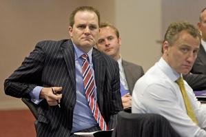 Simon Power (far left), pictured with Mark Weldon, last week urged regulators to up their game. Photo / Mark Mitchell