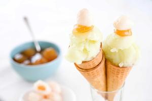 Honeydew, lychee and ginger syrup sorbet. Photo / Babiche Martens