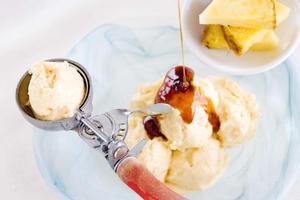 Pineapple sago semifreddo with palm sugar and coconut. Photo / Babiche Martens