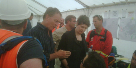 Helen Clark in Christchurch with Labour leader Phil Goff in Christchurch. Twitpic / Phil Goff Helen Clark in Christchurch with Labour leader Phil Goff in Christchurch. Twitpic / Phil Goff