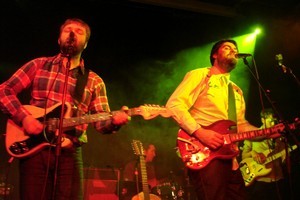 Luke Buda (left) and Sam Scott of The Phoenix Foundation perform at Paradiso in Amsterdam. Photo / Alison Netsel