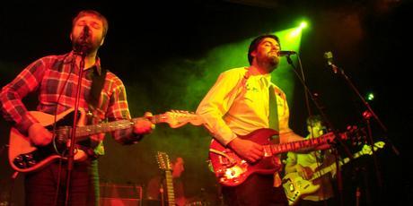 Luke Buda (left) and Sam Scott of The Phoenix Foundation perform at Paradiso in Amsterdam. Photo / Alison Netsel Luke Buda (left) and Sam Scott of The Phoenix Foundation perform at Paradiso in Amsterdam. Photo / Alison Netsel