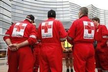 Red Cross workers in Christchurch. Photo / Getty Images Red Cross workers in Christchurch. Photo / Getty Images