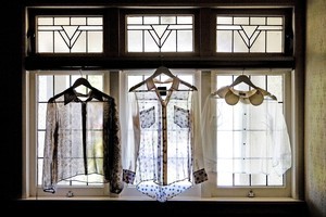 State of Grace 'Victorious' blouse, $329; Twenty-seven Names 'Blueprint 2' spotty shirt, $380; Kelsey Genna 'Begonia' blouse, about $209. Photo / Babiche Martens