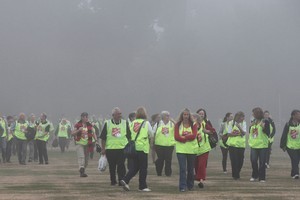 Salvation Army volunteers arriving to help at the Memorial Service. Photo / NZPA