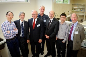Members of a new research project led by Canterbury Scientific. (L to R)
Dr Aiwa Zhou, Dr Maurice Owen, John Vietch, Prof Steven Brennan, Dr Neil Pattinson, Darrell Wang, Prof Robin Carrell. Photo / Supplied